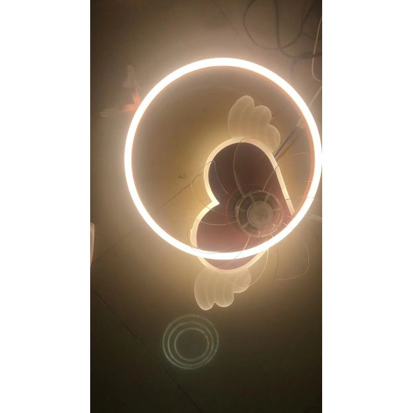 Quiet Fan Ceiling Light with Remote 6 Speeds Led Dimmable pink Kids Ceiling Fans with Lights(WH-CLL-54)