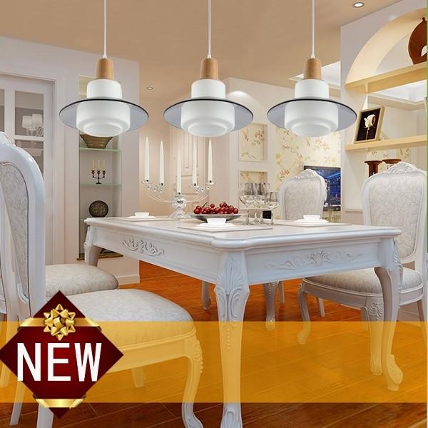 Top grade Thailand Oak wood dinner room pendant lamp with glass shade E27 socket