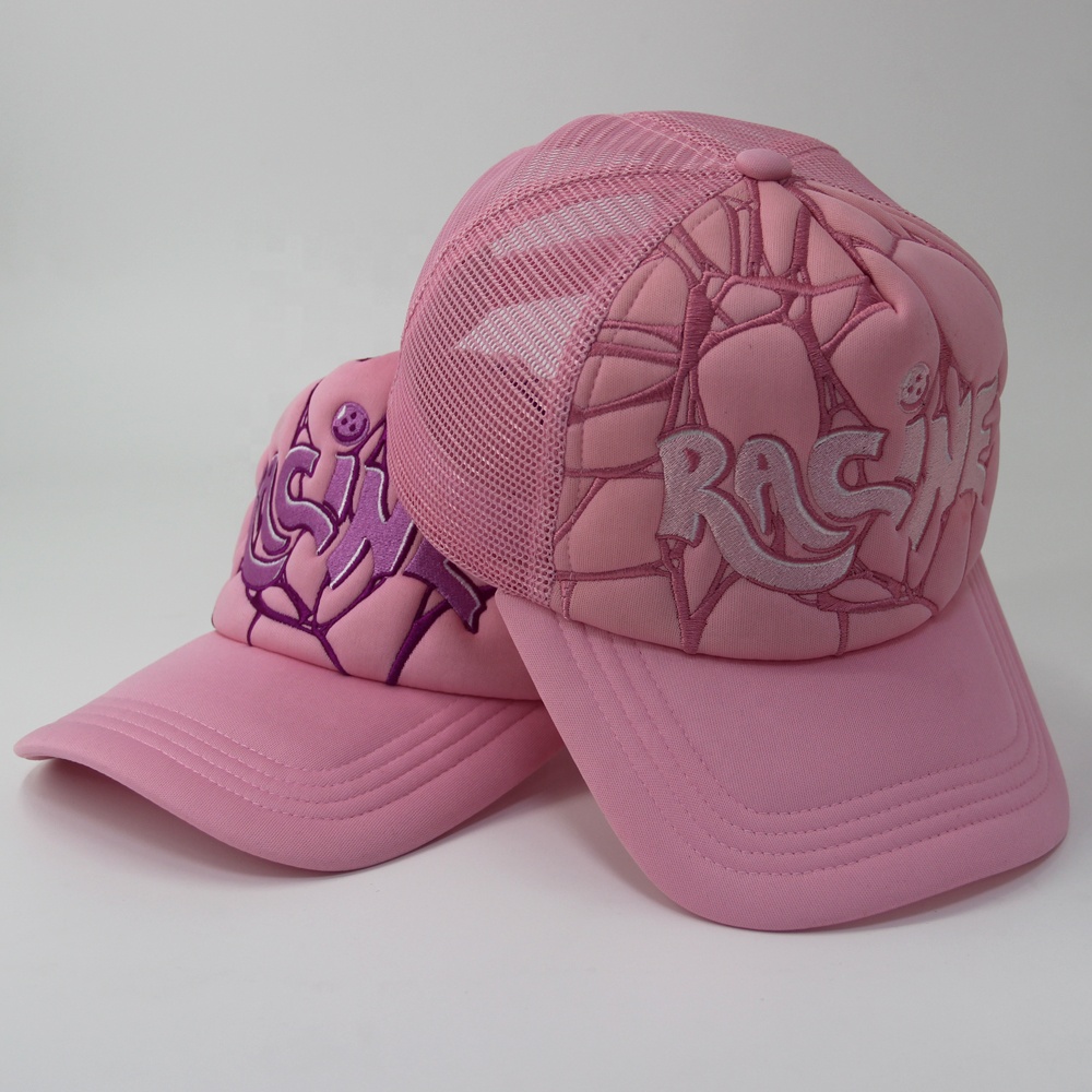Foam Mesh Custom 3D Embroidery Trucker Hats Embroidered Full Embroidered