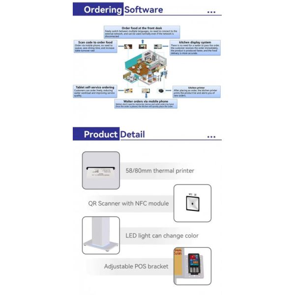 32 Inch LCD Display Self Ordering Kiosk with Receipt Printer and Menu Customization for Restaurants