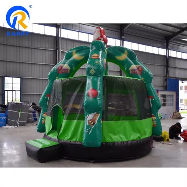 Unisex Customized Green Christmas Tree Inflatable Castle Trampoline with Payment Terms T/T