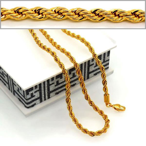 Trendy Men Jewelry Wholesale 18K Real Gold Plated 4.6MM Line shape Necklace Bracelet Afric