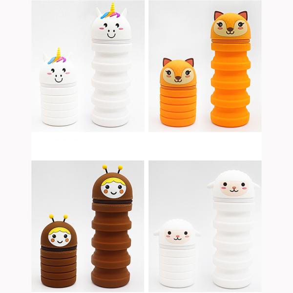 Silicone Animal Design Capacity Washable Pencil Case Stationery Set for Kids in Style