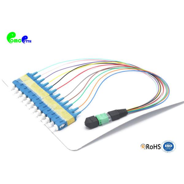 MTP Trunk Cable 12F Fanout 0.9mm MTP Male to SC UPC Easy Deployment 900μm For HD Rack Panels In Data Center