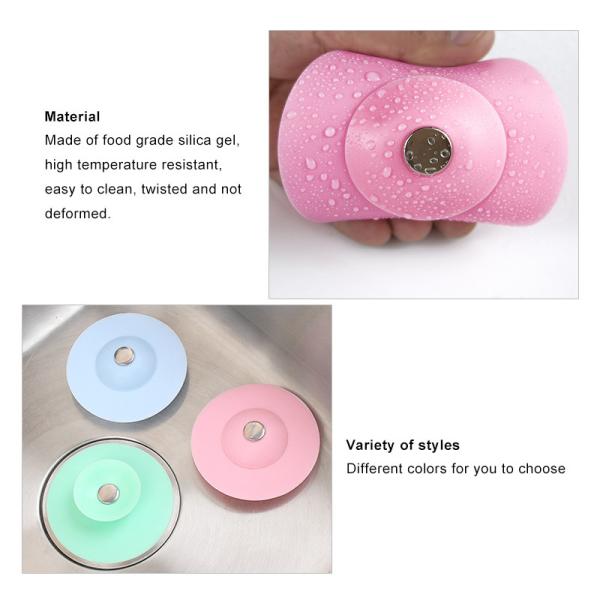 Durable Round Push Type Kitchen Silicone Sink Strainer , Factory Wholesale
