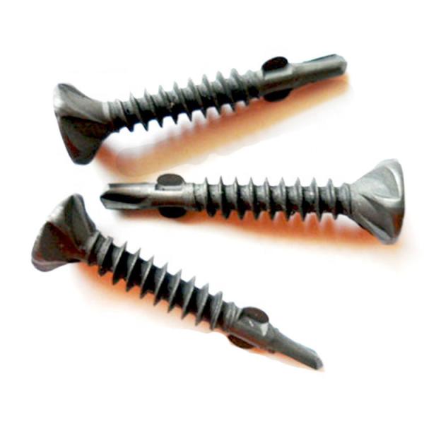AISI 410 Stainless Winged Drill Screw , Black Oxide Wing Screw For Wood To Steel Applications