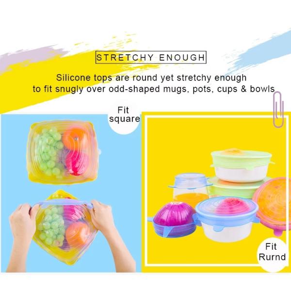 7 Embalaje tapa de recipiente reutilizable Silicona Productos para el hogar BSCI redondo
