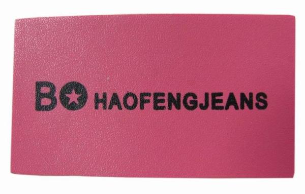 Embossed Logo Split Leather Patch Merrow Border 9C For Bags
