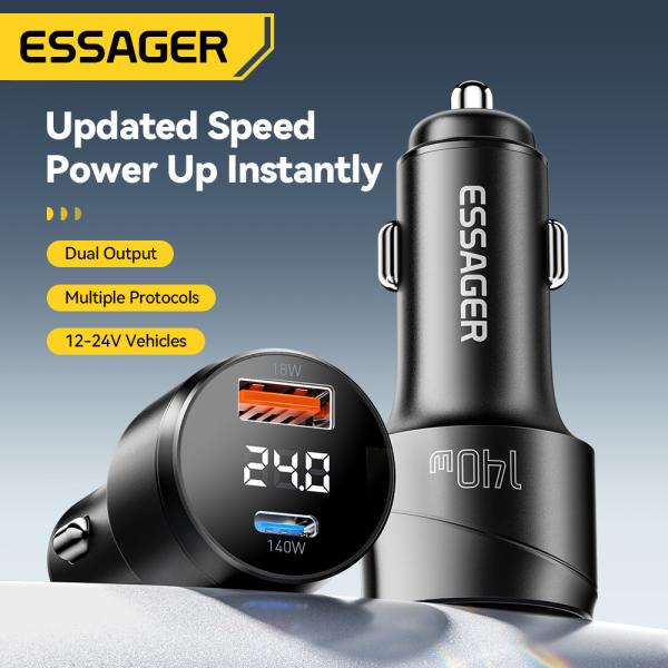 ESSAGER ES-CC19 シリーズ 140W 自動車電話充電器 最高の自動車充電器