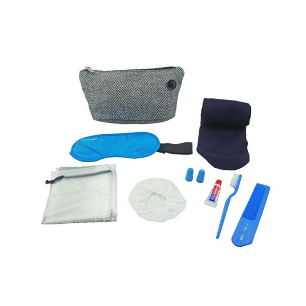 Eight Contents Travel Set Airline Amenity Kits with Pouch / Eye Mask / Comb / Toothpaste