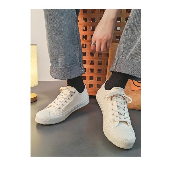 2024 Summer New Milky White Breathable Canvas Shoes Men'S Shoes All-Match White Shoes Trendy Casual Shoes Men'S Shoes