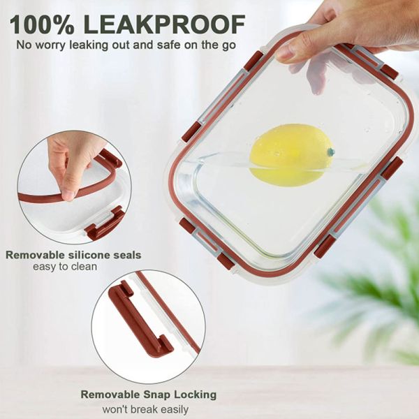 IKOO Microwave Safe Dishwasher Safe Freezer Safe Glass Food Container with Cool Lock PP Lid