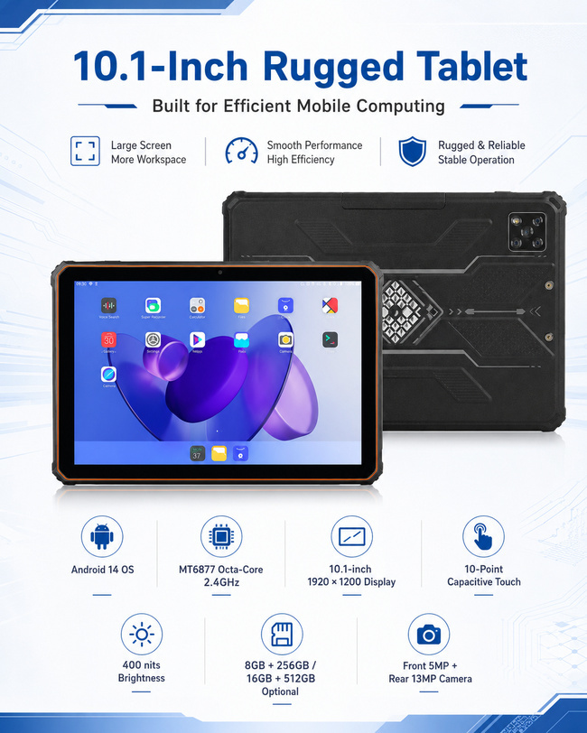 Fully Rugged Tablet 10.1 Inch Supports Equipment Surveys and Connected Mobile Workflows