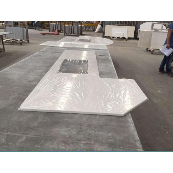Prefabricated Solid Quartz Stone Countertops Beveled Processed Edge