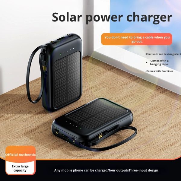 Micro USB Solar Wired Power Bank 10W Mini Compact Portable Charger Outdoor Battery
