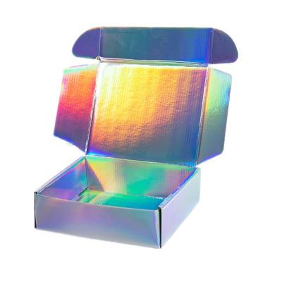 Caixa de embalagem de papel cosmético dobrável de design moderno com efeito holográfico
