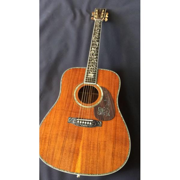 Real Abalone Inlay 41 Inch Koa Wood Round Body Classic Acoustic Guitar Free Shipping