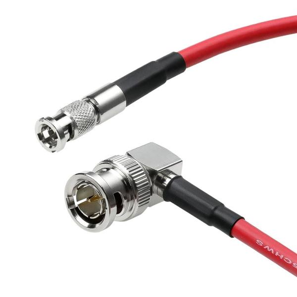 アルヴィンのケーブル マイクロBNCからBNCケーブル 12G-SDI 高速4K UHDビデオ共軸ケーブル,右角BNC 75オム ブラックマジックビデオアシストのための超薄型 5インチモニター,赤 50CM