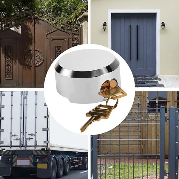 Van Lock High Security Padlock Hasp Set with Key 73mm Hidden Shackle Garage Door Lock with Fixing Bolts Hockey Puck Padlock