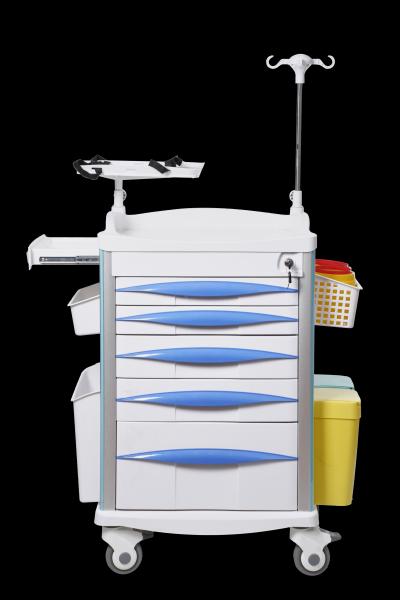 ET600 Emergency Crash Cart with 10 Drawers and 6 Color Options in Powder-Coated Steel for Hospital Code Organization