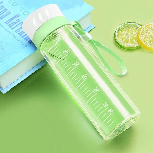 High Borosilicate Glass Water Bottle With Scale BPA Free Heat Resistant