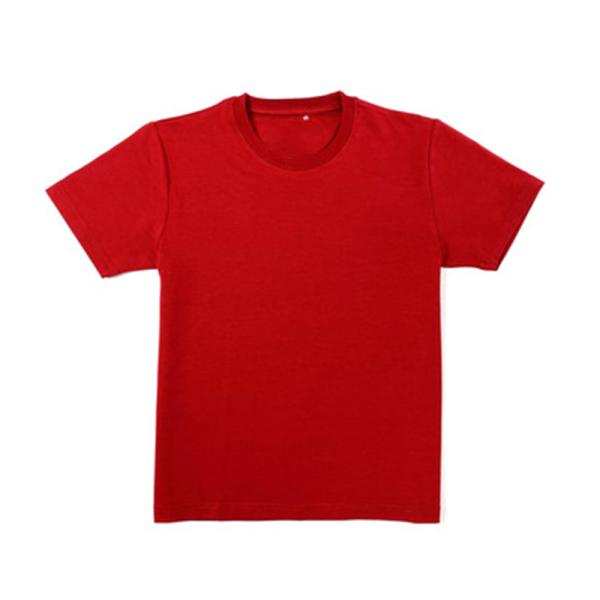Stylish Knitting Children Boys Crewneck Red Casual Sports Plain T-shirt Short Sleeve