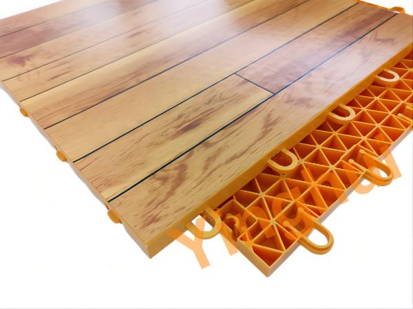 Interlocking Basketball Badminton Court Mould Resistant Modular PP Solid Wood Flooring