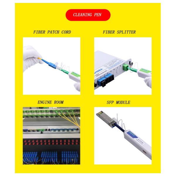 Ftth Fiber Optic Assembly , 1.25mm SC One Click Fiber Cleaning Pen