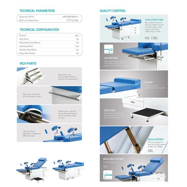 Hot Sale Gynecological Equipment Gynecological Examination Chair Beds With Drawers