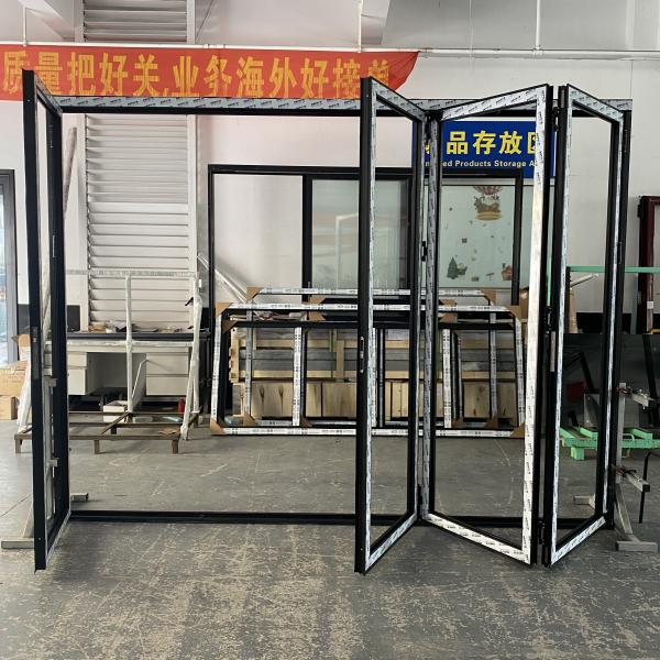 Traditional Aluminum Folding Doors Custom OEM  Aluminium Grey Bifold Doors