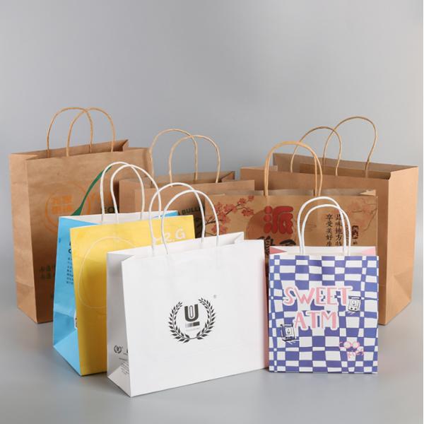 Environmentally Brown gravure kraft paper bags with logo printed 28* 22cm