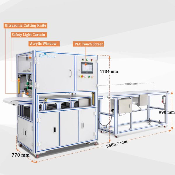 Compact Ultrasonic Cutting Tool Designed for Seamless Cutting of Synthetic Fabrics Nonwoven Materials and Rubber Sheets