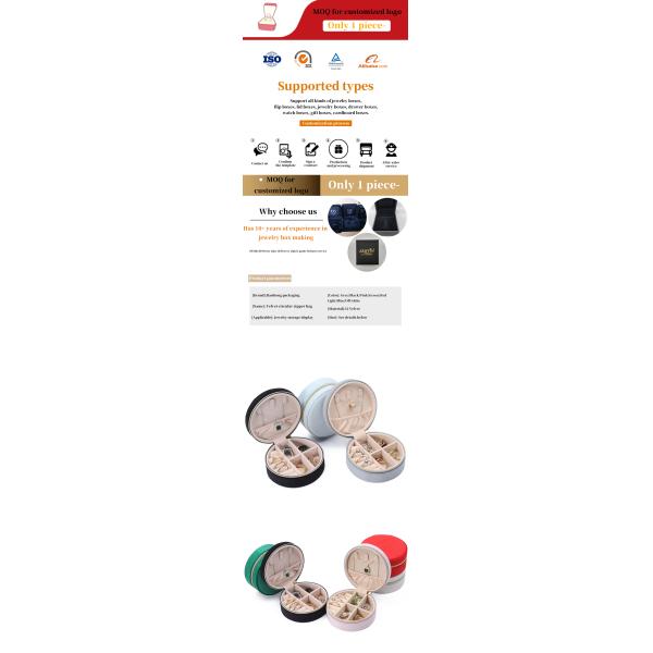 Boîte de rangement de bijoux en velours doux en forme ronde organisateur sac fermeture à glissière pour les voyages