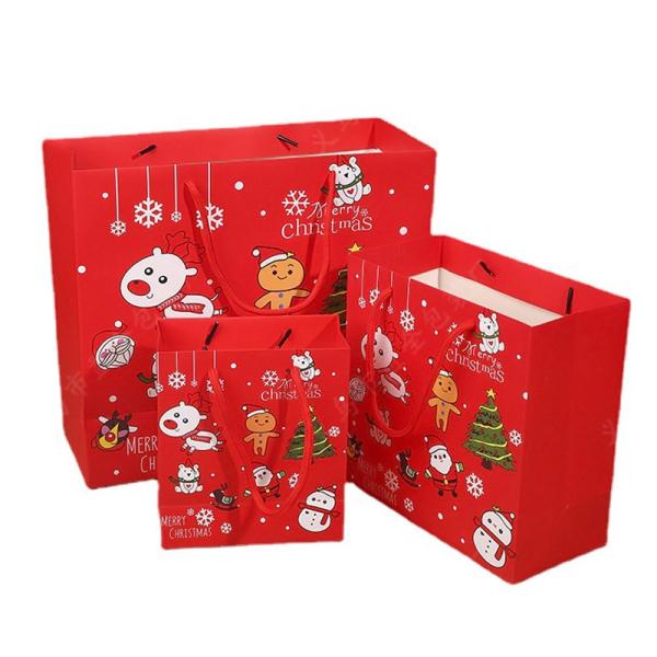 Sacos de presente de papel de Natal duráveis Impressão offset Sacos de embalagem de cartão