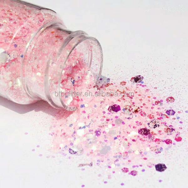 Holographic White Glitter Mixed Chunky Glitter Bulk Polyester Pet Glitter Die Cutting Printing OEM/ODM Yes. We Provide OEM