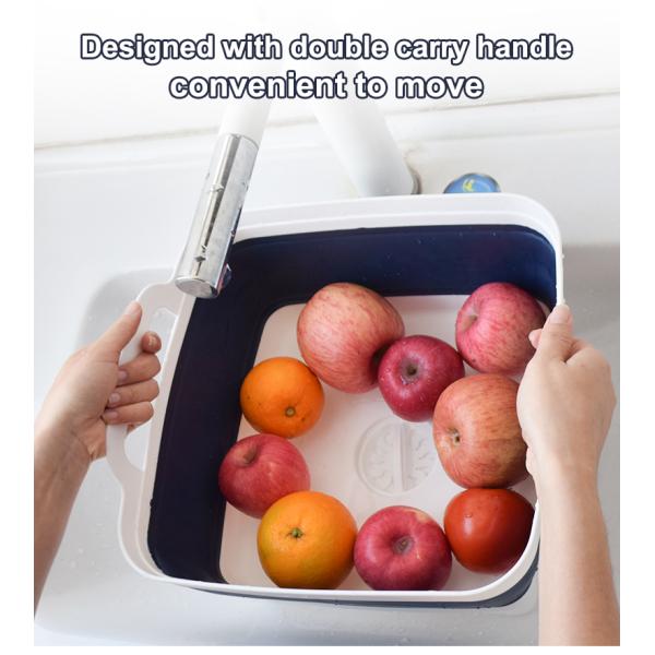 Свертываемая 9L Силиконовая черепица Корзина Силиконовые бытовые изделия Синий Белый