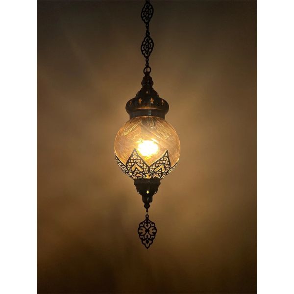 Light brown handmade glass Pendant lamp Moroccan bedroom bedside chandelier (WH-DC-76)
