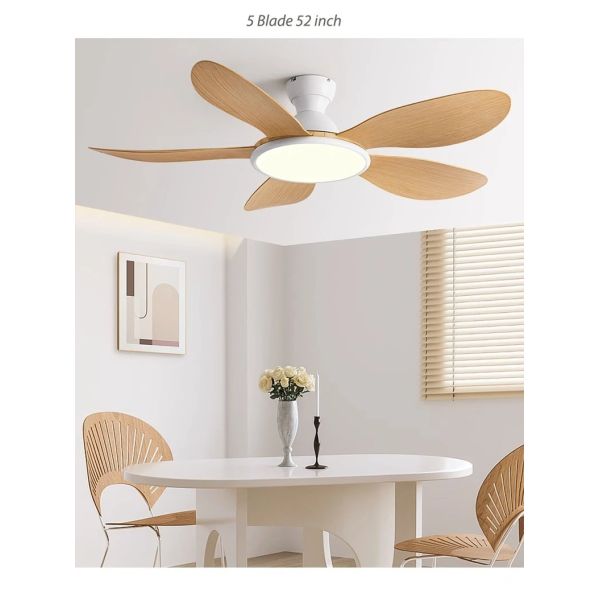 52inch Modern LED 60W Low Floor 35W Ceiling Fans With Remote Control wood Ceiling Fan With Light (WH-VLL-35)