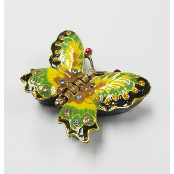 Butterfly Design Colored gold Metal Jewelry Box