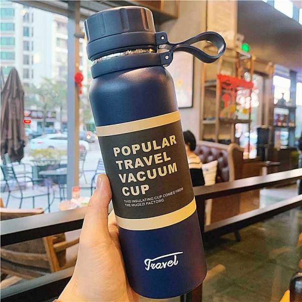 Dual Stainless Steel 650ml 850ml 1100ml Vacuum Flask Climbing Fitness Thermal Tea Cup Insulated Cold Performance Outdoor Sports