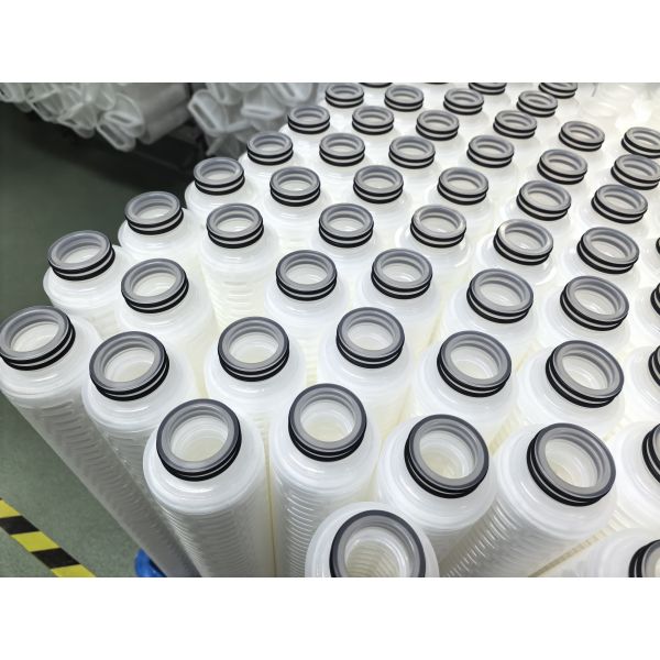 40-Inch PTFE Pleated Filter Cartridge with PTFE Membrane for High Flow Rate Chemical and High-Purity Liquid Filtration