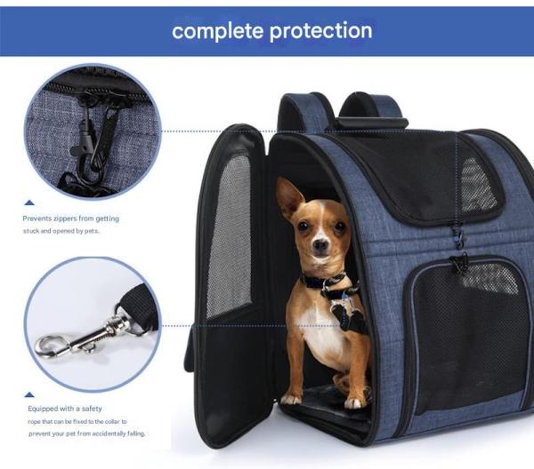 Outdoor 33.5*27*42CM Blue Cationic Oxford Expandable Pet Travel Backpack Soft Fabric Lovely Pet Necessities For Your Satisfied Companions
