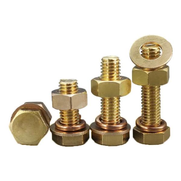 DIN933 Copper Hex Bolt high strength Yellow Metal Brass Hexagon Bolts And Nuts Set