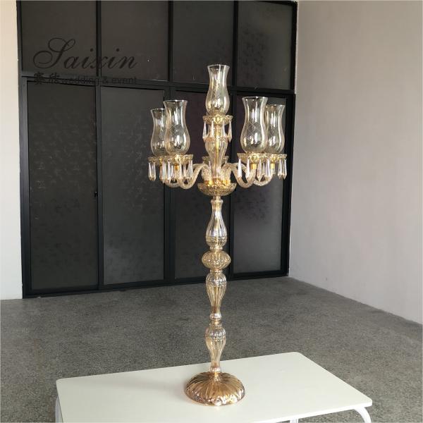ZT-323H Vente à chaud décor d'événement de luxe pièces centrales longue base 10 porte-bougies de cristal