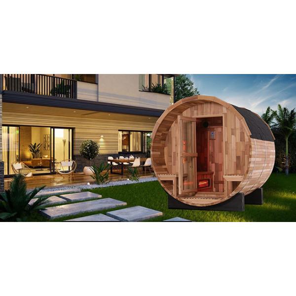 Outdoor Infrared Barrel Sauna Room with Wooden Handle