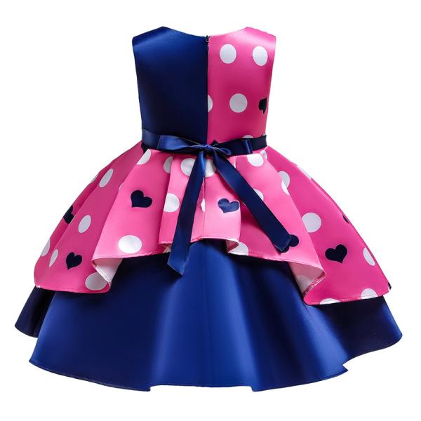 New Arrival Pink Wave Point Heart-Shaped Flower Girl Dress Disfraz Christmas Dress Disfraz Girl Dress Christmas Clothes