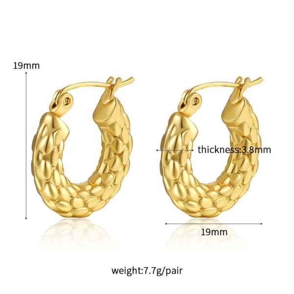 18K Vacuum Gold-Plated Fashion Stainless Steel Round Earring Female Geometric Earrings