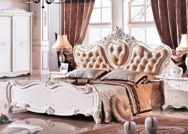 Royal Frame Solid Wood Picture Antique Classical King Size Bed Design