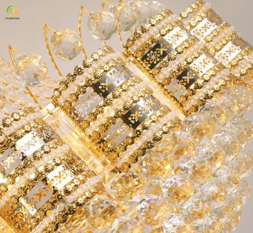 JYLIGHTING Villa Staircase Crystal Lamp Gold Living Room Lamp Atmosphere Creative Chandelier Restaurant Lobby Hotel Crystal Pendant Light