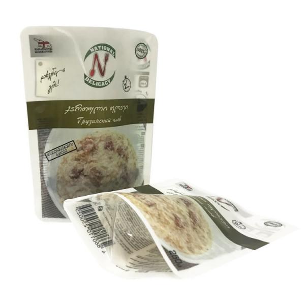 135℃ RCPP High Barrier Smell Proof Stand Up Retort Pouch for Meat Fish Rice Microwavable